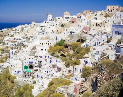 The great Greek holiday - white-blue Cyclades in the sunlight