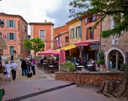Rust-red Roussillon in France - buildings in ochre colour