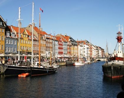 A colourful alley of Copenhagen - architecture and colours of Nyhavn port streets